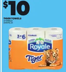 Loblaws ROYALE TIGER TOWELS, 3=6 ROLLS offer