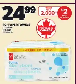Loblaws PC PAPER TOWELS, 12 rolls offer