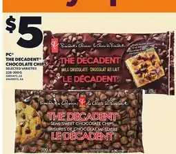 Loblaws PC THE DECADENT CHOCOLATE CHIPS, 226-300 G offer