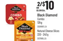 Loblaws BLACK DIAMOND COMBO, 129g, NATURAL CHEESE SLICES, 220-240G offer