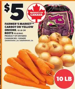 Loblaws FARMER'S MARKET CARROT OR YELLOW ONIONS, 10 LB OR BEETS 10 LB BAG offer