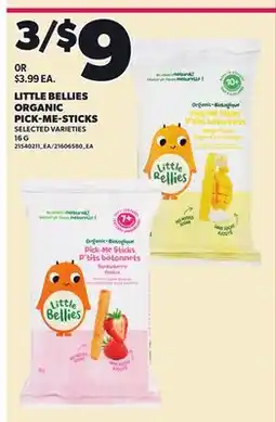 Loblaws LITTLE BELLIES ORGANIC PICK-ME-STICKS, 16 G offer
