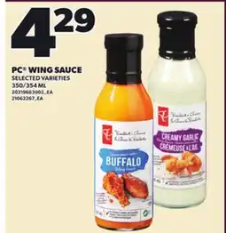 Loblaws PC WING SAUCE, 350/354 ML offer