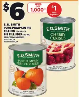 Loblaws E. D. SMITH PURE PUMPKIN PIE FILLING 796 ML OR PIE FILLINGS 540 ML offer