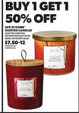 Loblaws LIFE AT HOME SCENTED CANDLES offer