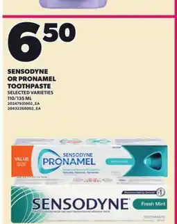 Loblaws SENSODYNE OR PRONAMEL TOOTHPASTE, 110/135 ML offer
