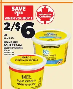Loblaws NO NAME SOUR CREAM, 500 ML offer