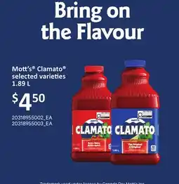 Loblaws MOTT'S CLAMATO SELECTED VARIETIES, 1.89 L offer