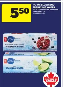 Real Canadian Superstore PC OR BLUE MENU SPARKLING WATER, 12X355 ML offer