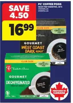 Real Canadian Superstore PC COFFEE PODS, 30'S offer
