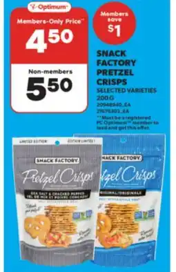 Real Canadian Superstore SNACK FACTORY PRETZEL CRISPS, 200 G offer