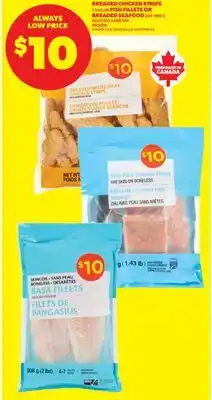 Real Canadian Superstore BREADED CHICKEN STRIPS, 1.5 KG OR FISH FILLETS OR BREADED SEAFOOD, 200-900 G offer