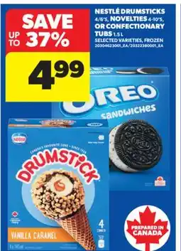 Real Canadian Superstore NESTLÉ DRUMSTICKS, 4/6' S, NOVELTIES, 4-10' S, OR CONFECTIONARY TUBS, 1.5 L offer