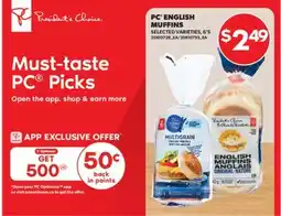 Real Canadian Superstore PC ENGLISH MUFFINS, 6'S offer