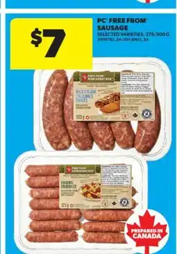 Real Canadian Superstore PC FREE FROM SAUSAGE, 375/500 G offer