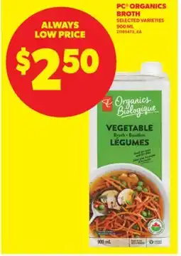 Real Canadian Superstore PC ORGANICS BROTH, 900 ML offer