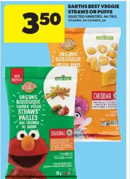 Real Canadian Superstore EARTHS BEST VEGGIE STRAWS OR PUFFS, 44-78 G offer