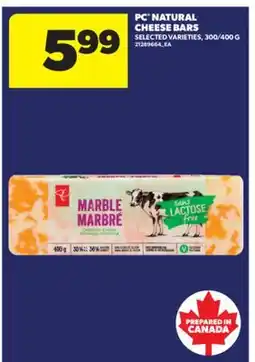 Real Canadian Superstore PC NATURAL CHEESE BARS, 300/400 G offer
