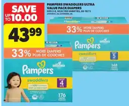 Real Canadian Superstore PAMPERS SWADDLERS ULTRA VALUE PACK DIAPERS, SIZE 2-8, 88-192'S offer