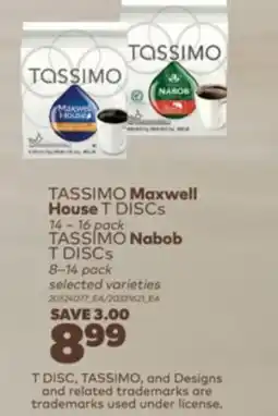 Real Canadian Superstore TASSIMO MAXWELL HOUSE T DISCS, 14-16 PACK TASSIMO NABOB T DISCS, 8-14 PACK offer