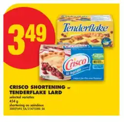 No Frills CRISCO SHORTENING OR TENDERFLAKE LARD, 454 G offer