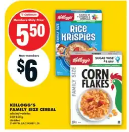 No Frills KELLOGG'S FAMILY SIZE CEREAL, 450-650 G offer
