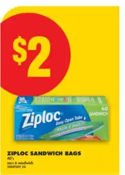 No Frills ZIPLOC SANDWICH BAGS, 40'S offer