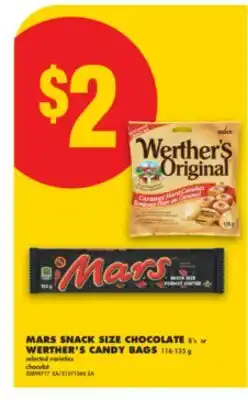 No Frills MARS SNACK SIZE CHOCOLATE, 8' s or WERTHER'S CANDY BAGS, 116-135 g offer