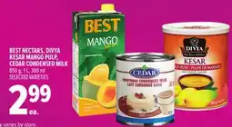 Metro BEST NECTARS, DIVYA KESAR MANGO PULP, CEDAR CONDENSED MILK offer