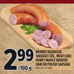 Metro BRANDT KOLBASSA SAUSAGE COIL, MEAT LOAF, HONEY MAPLE SMOKED HAM OR POLISH SAUSAGE offer