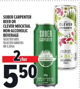 Metro SOBER CARPENTER BEER OR CLEVER MOCKTAIL NON-ALCOHOLIC BEVERAGE offer