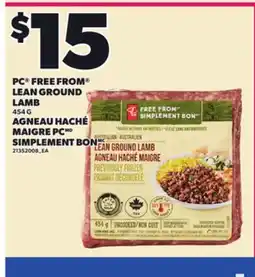 Independent Grocer PC FREE FROM LEAN GROUND LAMB, 454 G offer