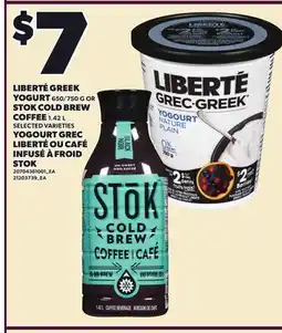 Independent Grocer LIBERTÉ GREEK YOGURT, 650/750 G OR STOK COLD BREW COFFEE, 1.42 L offer