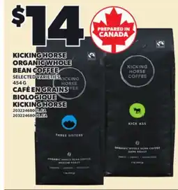 Independent Grocer KICKING HORSE ORGANIC WHOLE BEAN COFFEE, 454 G offer