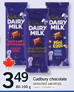 Fortinos CADBURY CHOCOLATE, 80-100 G offer