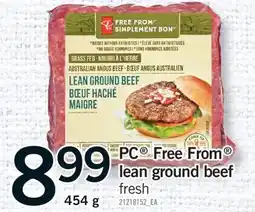 Fortinos PC FREE FROM LEAN GROUND BEEF, 454 g offer