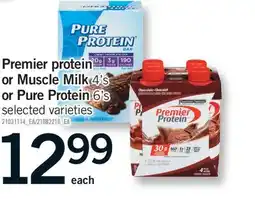 Fortinos PREMIER PROTEIN OR MUSCLE MILK, 4'S OR PURE PROTEIN, 6'S offer