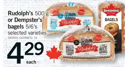 Fortinos RUDOLPH'S, 500 G OR DEMPSTER'S BAGELS, 5/6'S offer