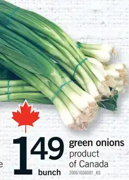 Fortinos GREEN ONIONS, bunch offer