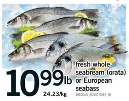 Fortinos FRESH WHOLE SEABREAM (ORATA) OR EUROPEAN SEABASS offer