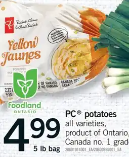 Fortinos PC POTATOES, 5 LB BAG offer