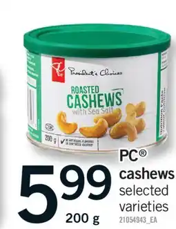 Fortinos PC CASHEWS, 200 G offer