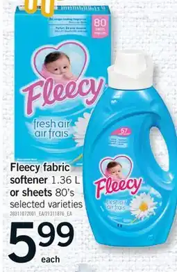 Fortinos FLEECY FABRIC SOFTENER, 1.36 L OR SHEETS, 80'S offer