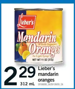 Fortinos LIEBER'S MANDARIN ORANGES, 312 ML offer