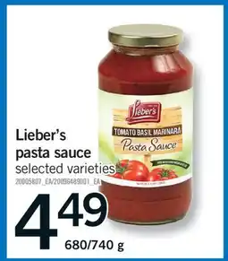 Fortinos LIEBER'S PASTA SAUCE, 680/740 G offer