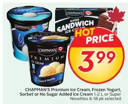 Sobeys CHAPMAN'S Premium Ice Cream, Frozen Yogurt, Sorbet or No Sugar Added Ice Cream offer