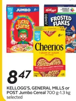 Sobeys KELLOGG'S, GENERAL MILLS or POST Jumbo Cereal 700 g-1.3 kg offer