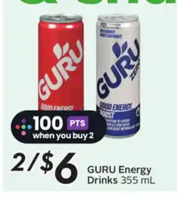 Sobeys GURU Energy Drinks offer