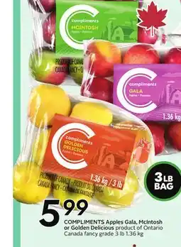 Sobeys COMPLIMENTS Apples Gala, McIntosh or Golden Delicious - Apple Fest offer