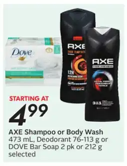 Sobeys AXE Shampoo or Body Wash offer